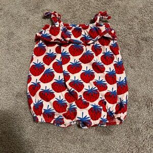 Strawberry Print Kids Romper